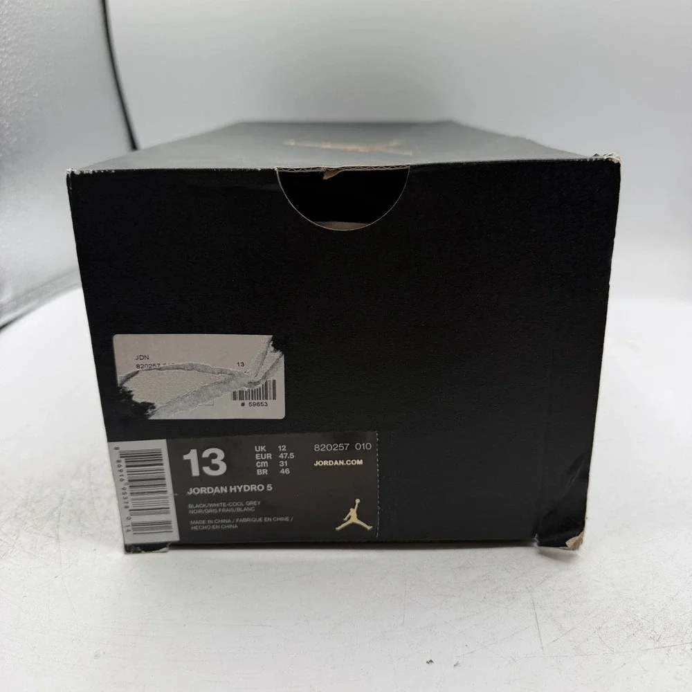 Nike Air Jordan Hydro 5 Slides Sandals Mens Sz 13 Black/White Slip On 820257-010